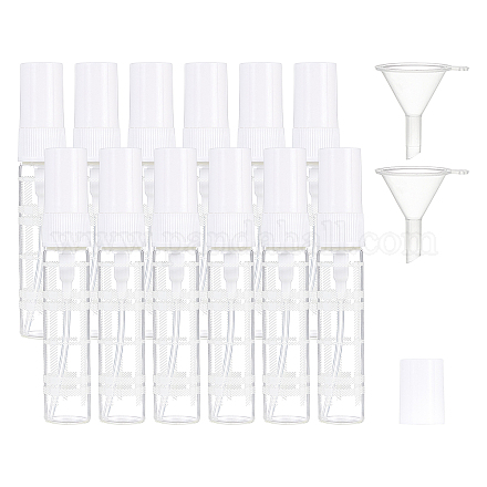 空のポータブルガラススプレーボトル  腹筋ダストキャップ付き  詰め替え式ボトル  ミニ透明プラスチックファネルホッパー  ホワイト  27個/箱 MRMJ-BC0002-37-1
