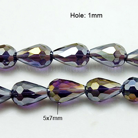 Chapelets de perles en verre électroplaqué EGLA-D015-7x5mm-07-1