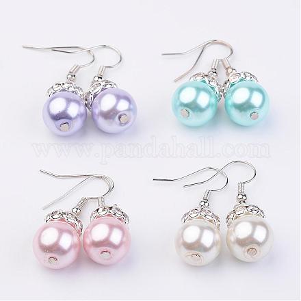 Glass Pearl Beads Dangle Earrings EJEW-JE02180-1