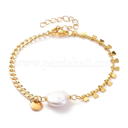Braccialetti con perle keshi di perle barocche naturali BJEW-JB05803-03-1