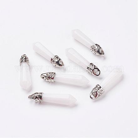 Natural White Jade Pointed Pendants G-P309-13-1
