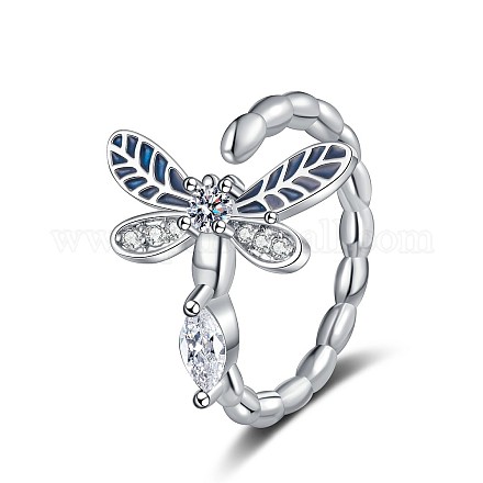 Кольца-манжеты Dragonfly из латуни с микропаве из прозрачного кубического циркония для женщин RJEW-M016-02P-1