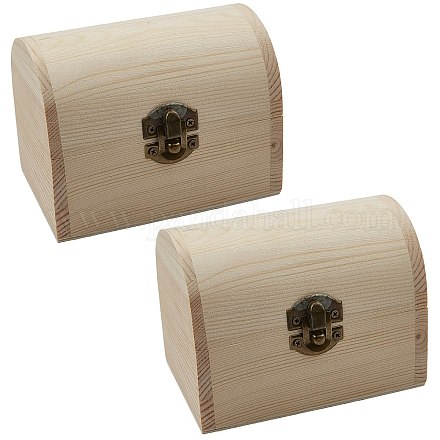 Unfinished Pine Wood Jewelry Box CON-WH0072-11-1