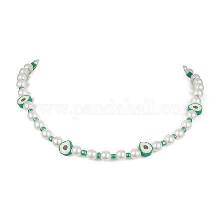 Collar de cuentas de perlas acrílicas y semillas de vidrio y arcilla polimérica de frutas NJEW-JN04582-02-1