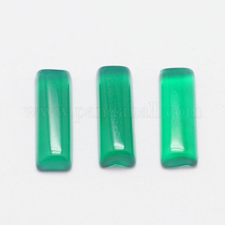 染色された長方形の天然瑪瑙のカボション  グリーン  10x3x2mm G-K029-01-1