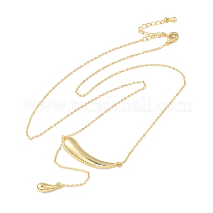 Brass Dolphin with Teardrop Pendant Necklace for Women NJEW-Q314-01G-1