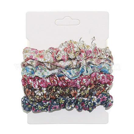 Accessoires de cheveux élastiques en tissu à motif de fleurs OHAR-PW0007-46D-1