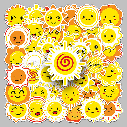 50Pcs Cartoon Sun-themed PVC Self-Adhesive Stickers PW-WG89750-01-1
