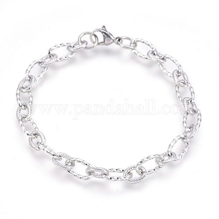 304 Stainless Steel Figaro Chain Bracelets BJEW-P237-24P-1