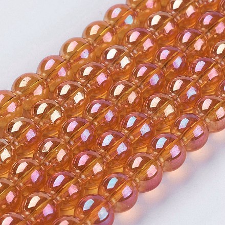 Chapelets de perles en verre électroplaqué GLAA-K025-FR-10mm-A01-1