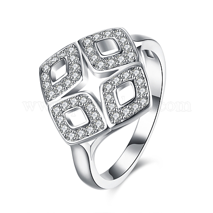 Модный ромб 925 стерлингового серебра кубического циркония палец кольца RJEW-BB16671-6-1