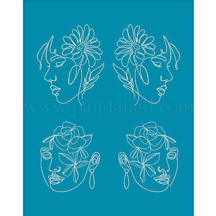 OLYCRAFT 4x5 Inch Flower Face Clay Stencils Floral Abstract Human Face Silk Screen for Polymer Clay Reusable Non-Adhesive Transfer Stencil for Polymer Clay Earrings Jewelry Making DIY-WH0341-066-1