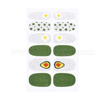 Adesivi per nail art a copertura totale con avocado e fragole e fiori MRMJ-T109-WSZ479-1