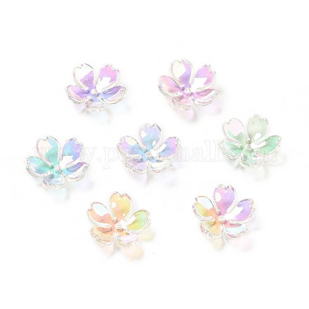 Transparentes bouchons fleur acrylique de perles MACR-C009-13-1