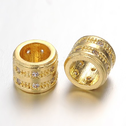 Brass Micro Pave Cubic Zirconia European Beads ZIRC-L037-31G-FF-1