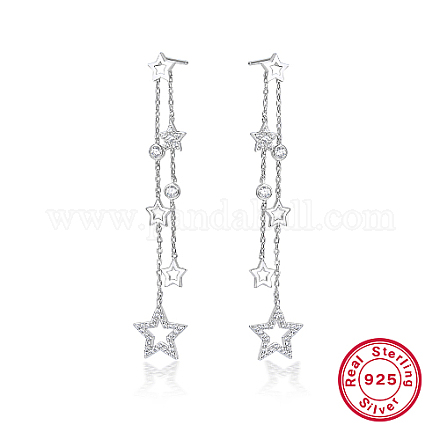 Rhodium Plated 925 Sterling Silver Micro Pave Cubic Zirconia Dangle Stud Earrings IZ0246-1-1