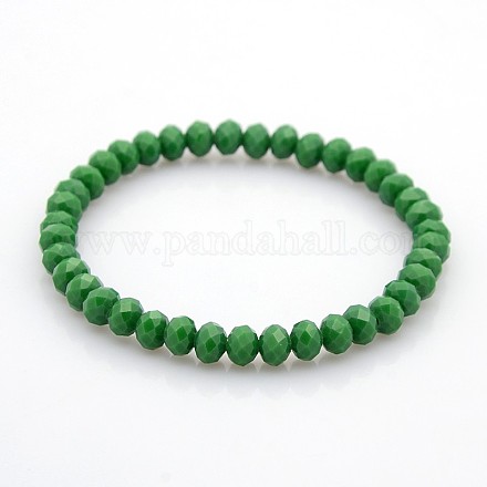 Opaque Solid Color Crystal Glass Rondelle Beads Stretch Bracelets BJEW-F075-07-1