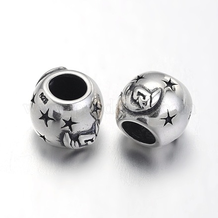 Rondelle with Star Sterling Silver European Style Beads OPDL-E004-18AS-1
