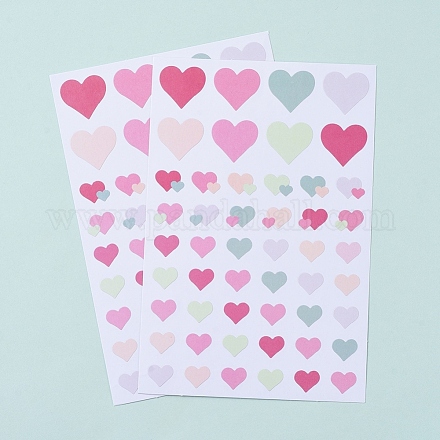 Pegatinas de etiquetas decorativas con patrón de corazón DIY-L030-08F-1