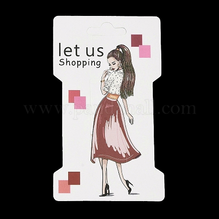 長方形の女の子のプリント紙ヘアクリップディスプレイカード  ヘアクリップ収納用ジュエリーディスプレイカード  インディアンレッド  11.5x6.6x0.05cm  穴：24x8.5mm CDIS-M007-03B-1