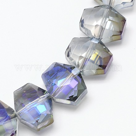 Faceted Hexagon Electroplate Glass Beads Strands EGLA-F090-B01-1
