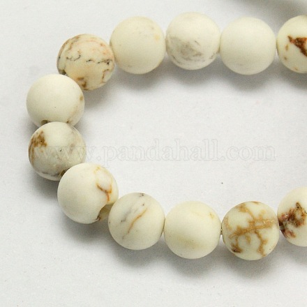 Frosted Round Natural Magnesite Beads Strands X-G-I168-07-6mm-1