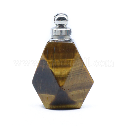 Natural Tiger Eye Perfume Bottle Pendants BOTT-PW0001-070C-1