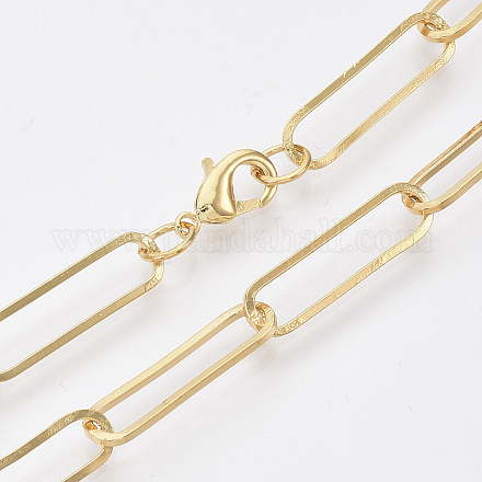 Fabricación de collar de cadena de clip de papel ovalado plano de latón MAK-S072-08B-G-1