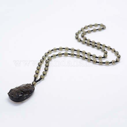 Glass Beaded Pendant Necklaces NJEW-E116-02-1