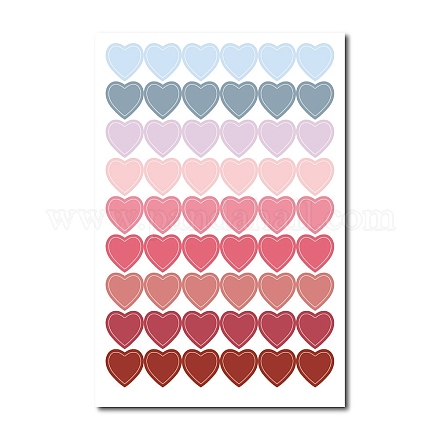 Autocollants en papier adhésif coeur dégradé de couleur STIC-PW0006-015-1