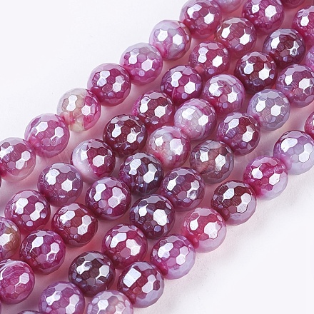 Chapelets de perles en agate à rayures naturelles/agates à bandes G-E537-01A-01-1