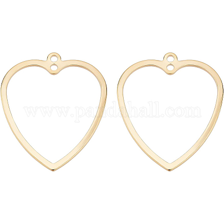 BENECREAT 40Pcs 24K Gold Plated Brass Heart Hollow Metal Charms Heart Shape Frame Pendants for DIY Crafts Jewelry Findings Hole: 1.4mm KK-BC0004-92-1