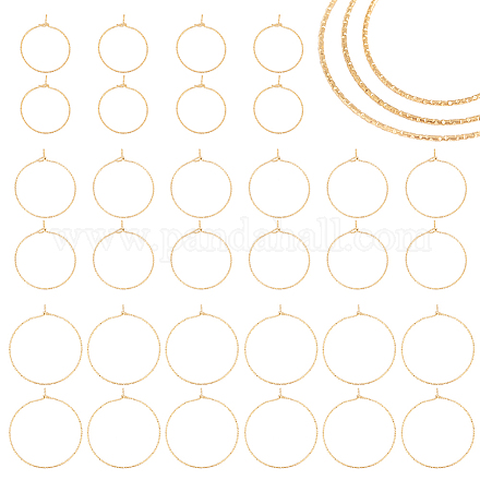 Unicraftale 36 pz 3 dimensioni orecchini a cerchio dorati 316 orecchini a cerchio in acciaio inossidabile chirurgico risultati pin 0.6mm fascini di vetro di vino anelli orecchini a cerchio in metallo per la creazione di gioielli 25~34x21~30mm STAS-UN0039-40-1