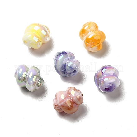 UV Plating Rainbow Iridescent Acrylic Beads PACR-M001-11-1