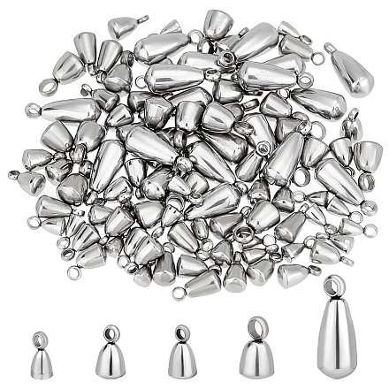PandaHall Elite 100Pcs 5 Style 201 Stainless Steel Tail Chain Drop Charms STAS-PH0005-27-1