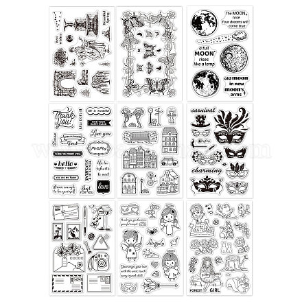 Globleland 9 feuilles 9 timbres en plastique de style pvc DIY-GL0002-84H-1