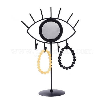 Support à bijoux détachable de table en fer avec miroir de courtoisie en forme d'œil BDIS-K006-01EB-1
