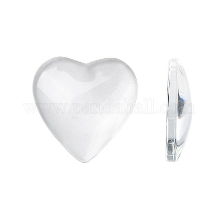 Transparent Glass Heart Cabochons GGLA-R021-20mm-1