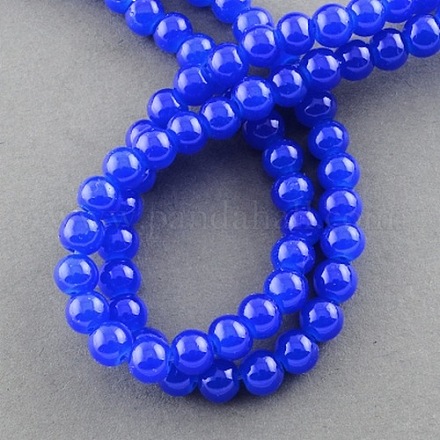 Spruzzo di colore blu perline di vetro giada dipinto imitazione turno fili X-DGLA-S076-4mm-33-1