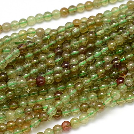 Grenat vert naturel chapelets de perles rondes G-O087-03-4mm-1
