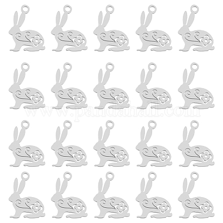 HOBBIESAY 20Pcs 201 Stainless Steel Charms 16x12mm Bunny Charms Rabbit Charms Animal Easter Bunny Pendants for Easter Necklace Brecelet Earring Making STAS-HY0001-02P-1