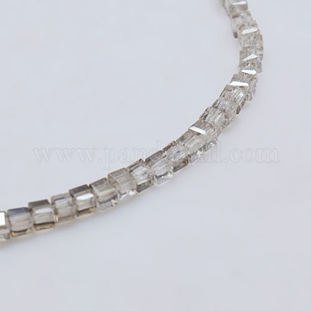 Transparent Cube Shaped Crystal Glass Beads Strands GLAA-F012-A01-1