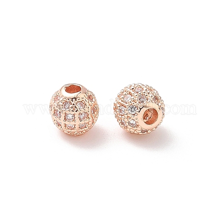 Круглые латунные микро проложить кубического циркония бусы ZIRC-N016-01RG-6MM-1