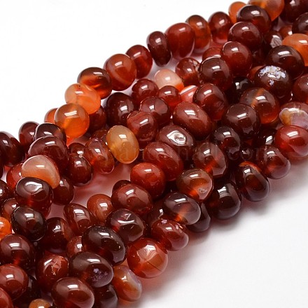 Agate rouge teints pierre naturelle brins pépites de perles G-J337-02-1