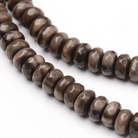 Faceted Natural Fossil Rondelle Bead Strands G-L379-04-1
