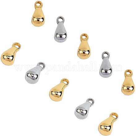 UNICRAFTALE 100pcs Extender Chain Drop Stainless Steel Pendants 6mm End Drop Charms Terminators Mixed Color Teardrop Charm Connector for DIY Jewelry Making & Crafting STAS-UN0003-78-1