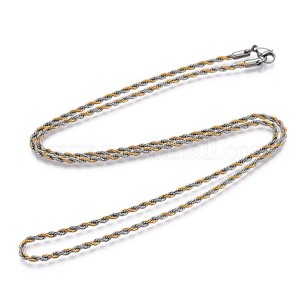 Collar de cadenas de cuerda de acero inoxidable de dos tonos 304 para hombres y mujeres NJEW-N052-02-1