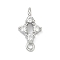 Brass Micro Pave Clear Cubic Zirconia Connector Charms, Long-Lasting Plated, Platinum, Clover, 13.5x7.5x3.5mm, Hole: 1.2mm