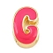 Brass Enamel Beads, Cadmium Free & Lead Free, Rack Plating, Long-Lasting Plated, Real 18K Gold Plated, Letter G, 14x9x6mm, Hole: 3x11mm
