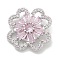 Rack Plating Brass Micro Pave Cubic Zirconia Buttons, Long-Lasting Plated, Lead Free & Cadmium Free, Flower, Platinum, 20x20x6mm, Hole: 1.6mm